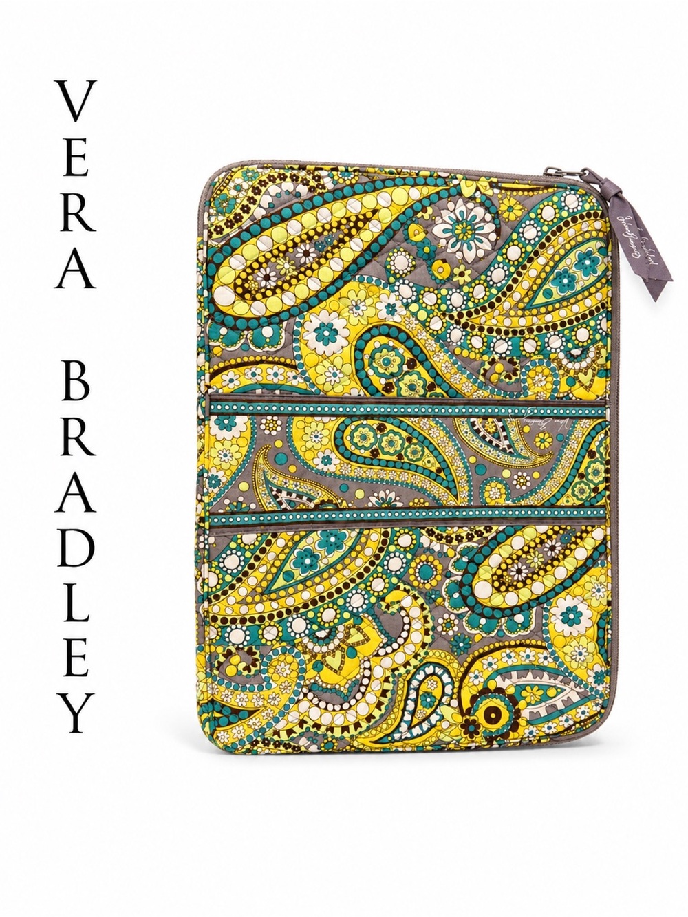 Vera Bradley Quilted Paisley Laptop Sleeve Case Boho Floral Zip Padded Bag